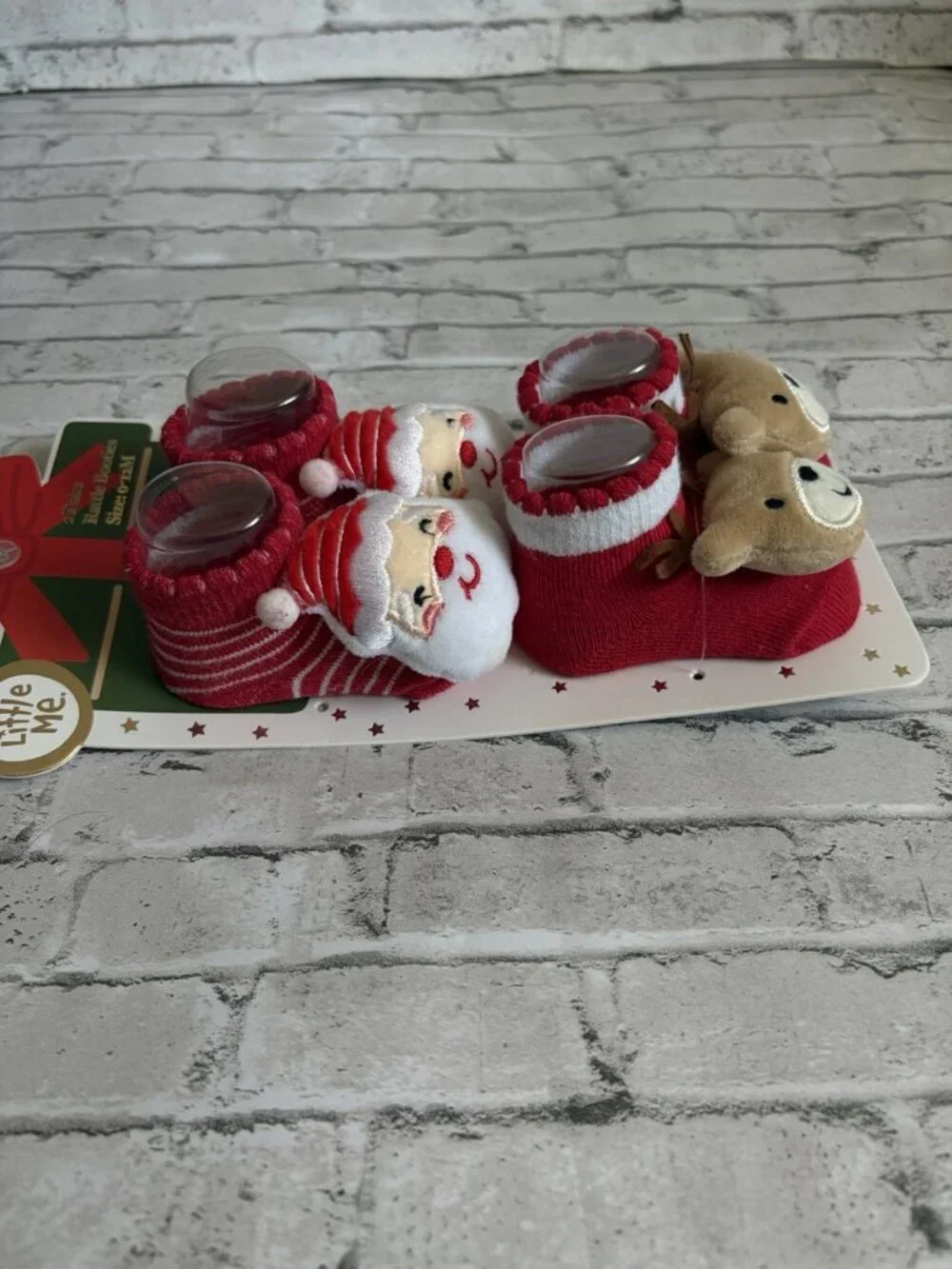 Little Me Christmas 2 Pairs Rattle Booties Baby Size 0-12mo NEW